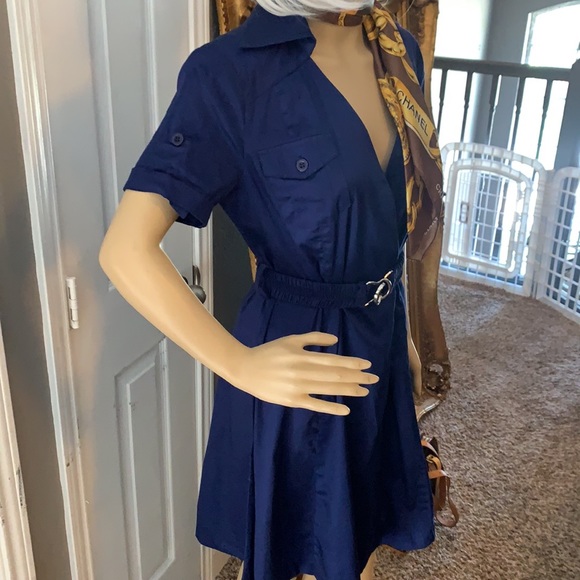 NWT NAVY BELTED DRESS - Picture 6 of 10